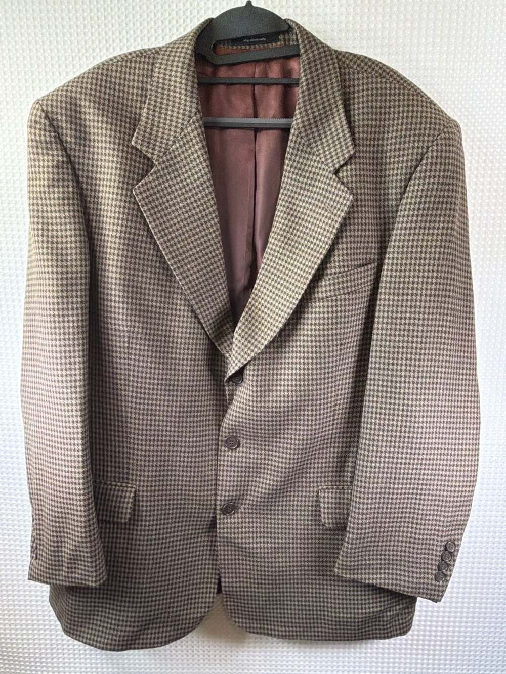 Gianfranco Ruffini Brown Houndstooth Pure Wool Sport Coat Size 44 Reg